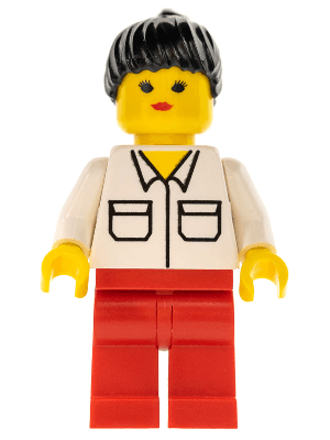 LEGO Shirt with 2 Pockets Black Ponytail Hair (vel002) Town / City Minifigure