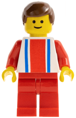 Vertical Lines Red & Blue - Red Arms - Red Legs, Brown Male Hair