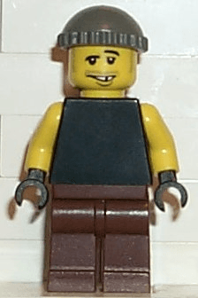 LEGO Plain Black Torso with Yellow Arms Dark Gray Knit Cap (wc011) minifigure