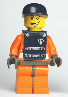 LEGO Coast Guard World City Dark Blue Cap Dark Blue Vest with Straps and Coast Guard Logo Sti (wc012s) Town / City Minifigure