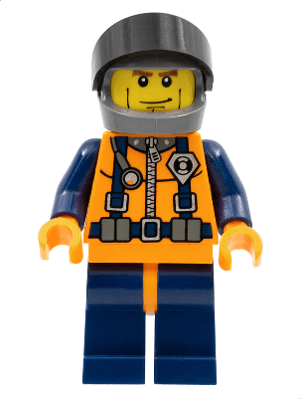 Coast Guard World City - Orange Torso with Straps, Dark Bluish Gray Helmet, Black Visor