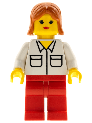 LEGO Shirt with 2 Pockets Dark Orange Female Hair (wc029) Town / City Minifigure