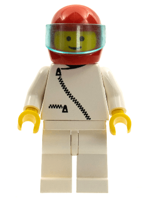Jacket with Zipper - White, White Legs, Red Helmet, Trans-Light Blue Visor