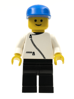 Jacket with Zipper - White, Black Legs, Blue Cap