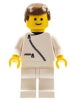 Jacket with Zipper - White, White Legs, Brown Male Hair