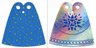 Mini Doll, Cape Cloth, Friends, Tapered with 2 Small Top Holes, Blue Side with Yellow Stars and Iridescent Side with Dark Blue Star and Letter M Pattern
