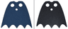 Minifigure Cape Cloth with Top Holes and Scalloped 5 Points Bottom (Batman), Long, Circle Neck Cut - Traditional Starched Fabric with Dark Blue and Black Sides