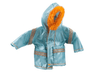 Scala, Clothes Female Shiny Light Blue Parka with Hood and Orange Trim
