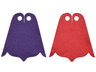Mini Doll, Cape Cloth, Friends, Center and Side Points at Bottom, Long with 2 Small Top Holes with Dark Purple and Red Sides