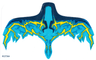 Plastic Wings with Dark Blue, Medium Azure, Blue and Yellow Lightning on Transparent Background Pattern