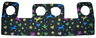 Minifigure Skirt Cloth with 4 Holes, Length 10mm, Black with Multicolored Shapes Pattern Design Side, Pale Side
