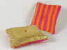 Belville Cloth Pillow 6 x 7 with Gold on One Side and Magenta and Orange Stripes on Other Side Pattern
