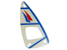 Plastic Part for Sets  1791, 1958-1, 6351, 6534 and 6595 - White Sail with Trans-Clear Window, Blue and Red Curved Triangles, Stripes, and Spine Pattern