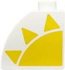 Duplo, Brick 2 x 2 x 1 1/2 Slope Curved with Yellow Sun Half Pattern Model Right Side