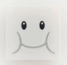 Tile, Modified 2 x 2 Inverted with Black Eyes, Light Bluish Gray Smile and Cheeks Pattern (Super Mario Lakitu Cloud Face)