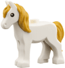 Horse, Foal with Stud on Back with Molded Pearl Gold Tail and Long Mane with Hole and Printed Black Eyes Pattern