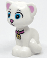 Cat, Mini Doll Style, Sitting with Medium Azure Eyes, Bright Pink Inner Ears, Nose and Collar, Gold Tag with Letter M Pattern (Disney Marcel)