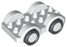 Duplo Car Base 2 x 6 with Black Tires and White Wheels on Fixed Axles