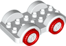 Duplo Car Base 2 x 6 with Red Tires and White Wheels on Fixed Axles
