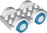 Duplo Car Base 2 x 6 with Dark Azure Tires and White Wheels on Fixed Axles