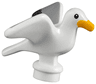 Bird, Seagull with Eyes, Bright Light Orange Beak, Black and Light Bluish Gray Wings Pattern
