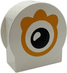 Duplo, Brick 1 x 2 x 2 Round Top, Cut Away Sides with Black Eye, Bright Light Orange Patch Pattern