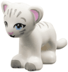 Cat, Friends Style, Large, Baby Cub (Tiger) with Bright Light Blue Eyes, Bright Pink Nose, Light Bluish Gray Paws and Stripes Pattern