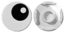 Tile, Round 2 x 2 with Bottom Stud Holder with Black Eye with Pupil Pattern