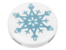 Tile, Round 2 x 2 with Bottom Stud Holder with Metallic Light Blue Snowflake Pattern