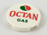Tile, Round 2 x 2 with Bottom Stud Holder with Octan Logo and 'OCTAN GAS' Pattern