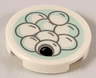 Tile, Round 2 x 2 with Bottom Stud Holder with Tang Yuan Sesame Rice Balls on Light Aqua Plate Pattern