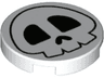 Tile, Round 2 x 2 with Bottom Stud Holder With Skull Pattern