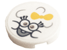 Tile, Round 2 x 2 with Bottom Stud Holder with Face and Bright Light Orange Bow Pattern (Sticker) - Set 41256