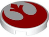 Tile, Round 2 x 2 with Bottom Stud Holder with Red SW Rebel Alliance Symbol Pattern