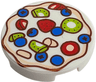 Tile, Round 2 x 2 with Bottom Stud Holder with Red Strawberries, Blue Blueberries and Lime Kiwi Fruit Slices Pattern