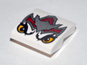Slope, Curved 2 x 2 x 2/3 with Dark Red and Silver Armor, Bright Light Orange Eyes (Wolf Legend Beast) Pattern