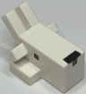 Creature Head Pixelated with Angled Horns and Ears and Black Nose and Eyes Pattern (Minecraft Goat)
