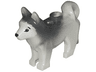 Dog, Husky with Marbled Dark Bluish Gray Ears and Back and Printed Black Eyes and Nose, White Face and Ears Pattern
