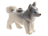 Dog, Husky with Marbled Light Bluish Gray Ears and Back and Printed Blue Eyes, Black Nose, White Face and Ears Pattern
