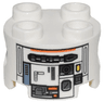 Brick, Round 2 x 2 with Pin Holes with Dark Silver and Orange Robot Pattern (C1-10P)