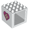 Duplo Door / Window Frame 4 x 4 x 3 Thin Top with Heart with Bandage Cross with Heart Pattern on Both Sides