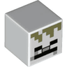 Minifigure, Head, Modified Cube with Pixelated Black Eyes, Light Bluish Gray Nose, Black Mouth, and Olive Green Hair Pattern (Minecraft Skeleton)
