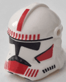 Minifigure, Headgear Helmet SW Clone Trooper (Phase 2) with Holes with Black Visor and Red Markings Pattern