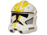 Minifigure, Headgear Helmet SW Clone Trooper (Phase 2) with Holes with Black Visor, Yellow Markings and Light Bluish Gray Cheek Indents Pattern