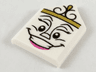 Tile, Modified 2 x 3 Pentagonal with Gold Crown, Female Face and Dark Pink Bottom Lip Pattern