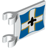 Flag 2 x 2 Square with Imperial Soldier Black Symbol over White Cross on Blue Background with Yellow Border Pattern