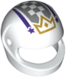 Minifigure, Headgear Helmet Motorcycle (Standard) with Gold Crown, Dark Purple Stars and Stripes and Dark Bluish Gray Checkered Pattern