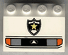 Vehicle, Mudguard 3 x 4 Slope with Silver Car Headlights, Orange Signal Lights, Black Grille with Triangle in Oval Logo, Police Yellow Star Badge Pattern