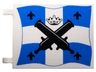 Flag 6 x 5 with Black Crossed Large Cannons and Fleur-de-lis, Crown with Diamonds over Blue and White Cross Pattern on Both Sides (Reissue)