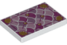 Tile 2 x 3 with Gold Shells and Fasteners on Multicolored Scales Background Pattern (Seat Cushion)
